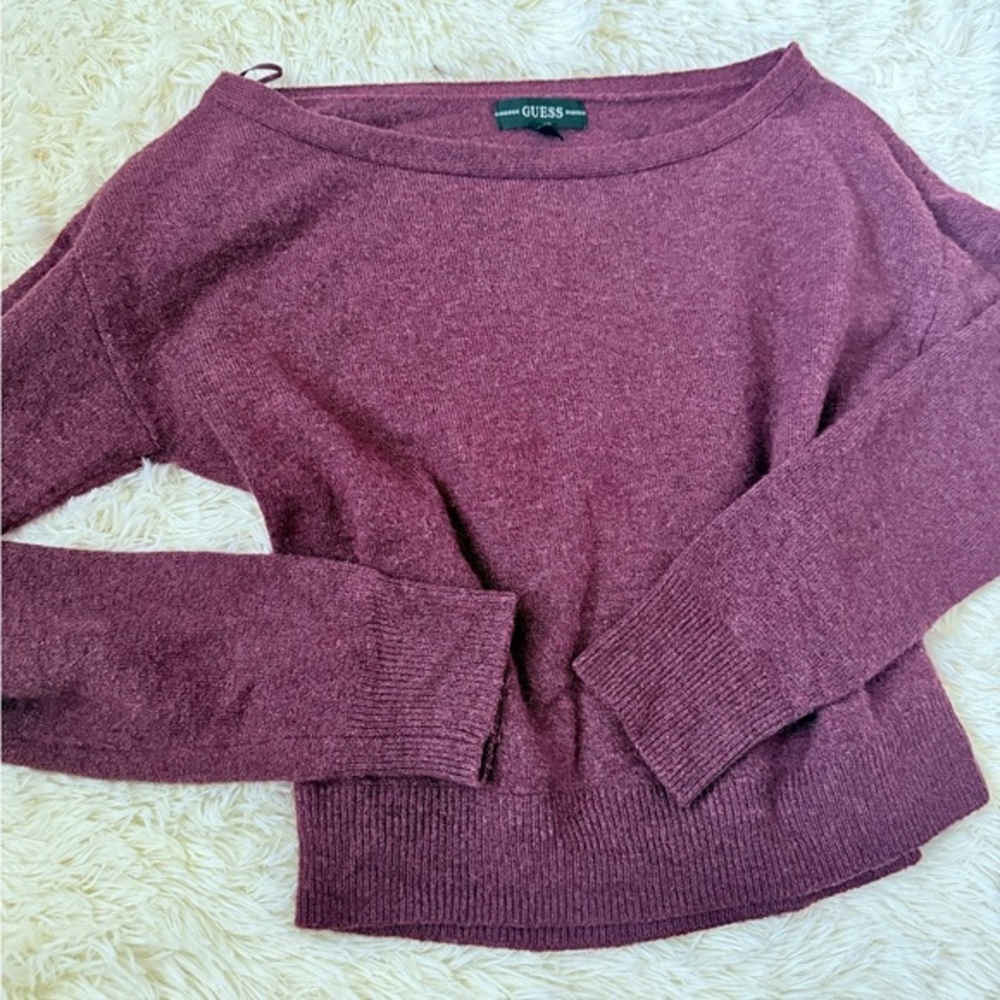 Guess Women's Maroon Crew Neck Sweater